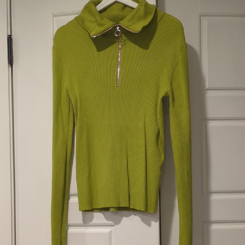 Chic Lime Green Cowl Neck Sweater